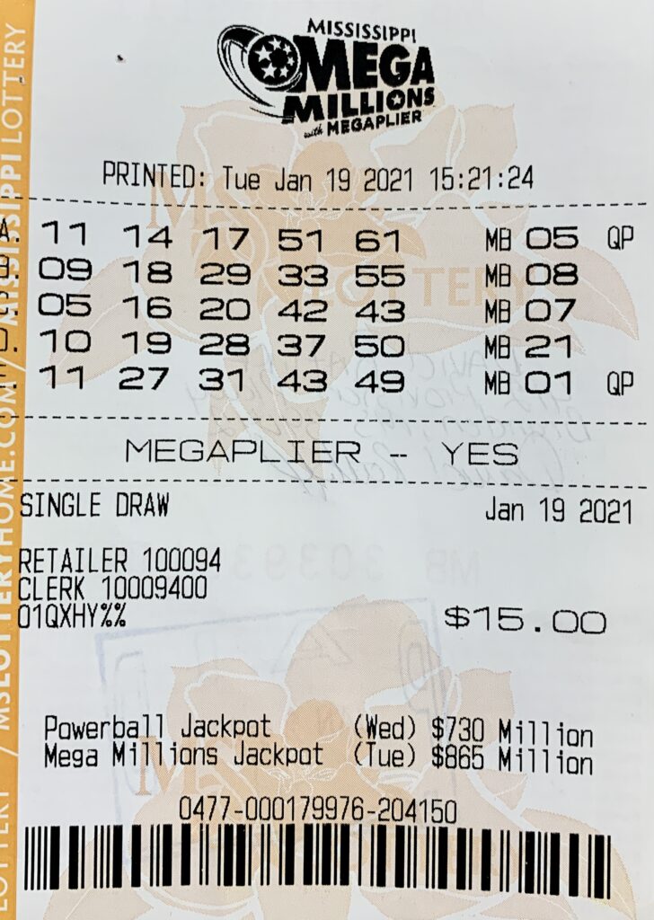 A Brandon man won $1,000 on a Mega Millions ticket purchased from Star Mart on Hwy. 471, Brandon.
